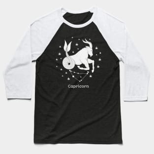 A zodiac sign test, Zodiac Capricorn, Black and White Baseball T-Shirt